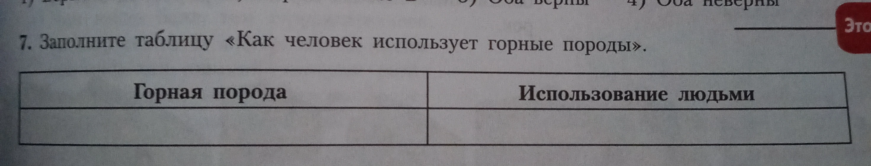 7. Заполните таблицу «Как человек использует горные породы».