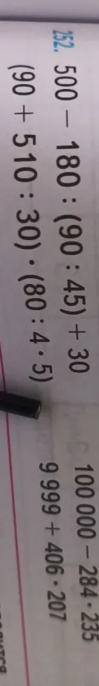 252. 500 - 180 : (90 : 45) + 30
