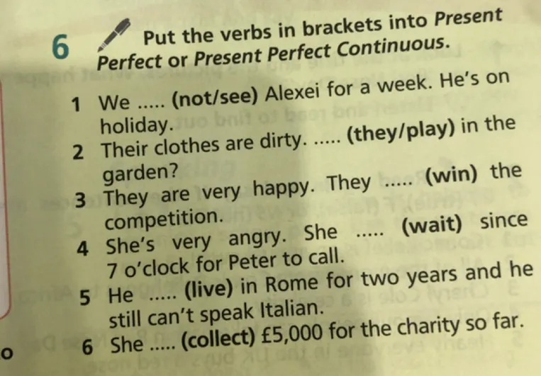 Put the verbs in brackets into Present Perfect or Present Perfect Continuous.