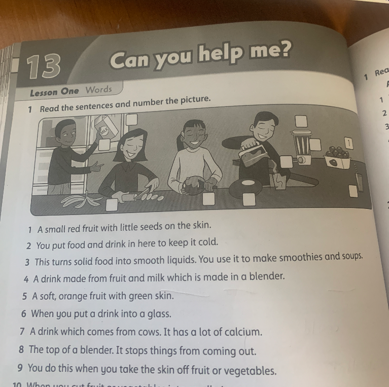 Read the sentences and number the picture.