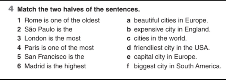 Match the two halves of the sentences.