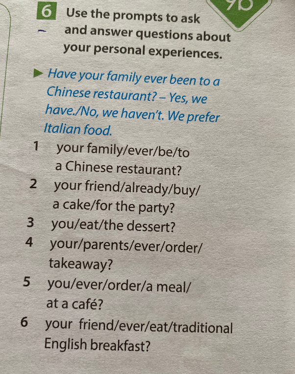 Use the prompts to ask and answer questions about your personal experiences.