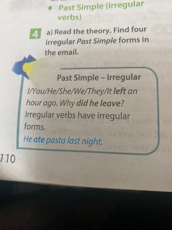 Read the theory. Find four irregular Past Simple forms in the email.