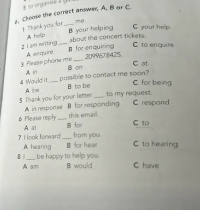 Choose the correct answer, A, B or C.