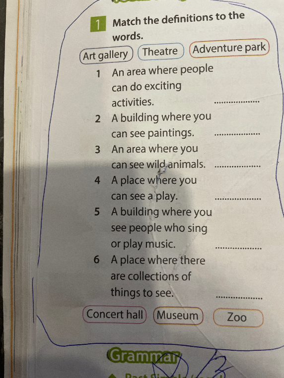 Match the definitions to the words.