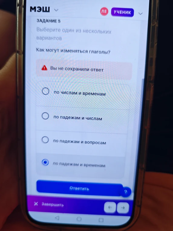 Выберите один из нескольких вариантов. Как могут изменяться глаголы?