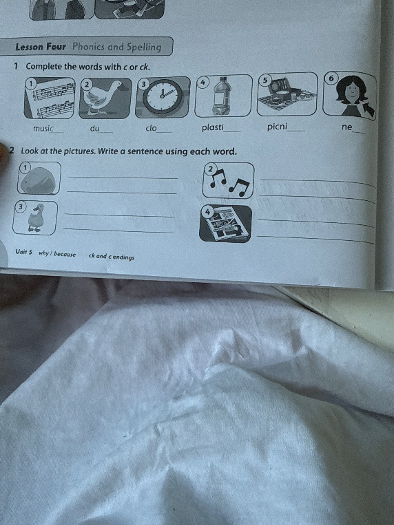 Complete the words with c or ck.