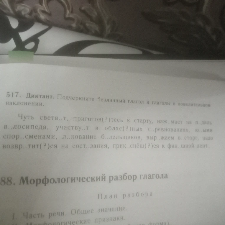 517. Диктант. Подчеркните безличный глагол и глаголы в повелительном наклонении.