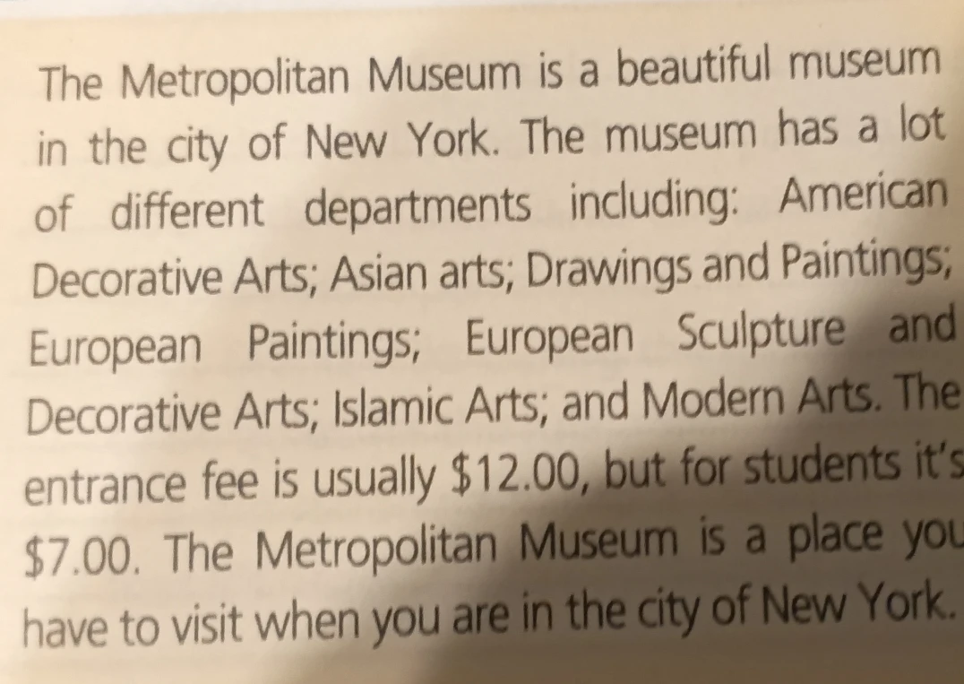 The Metropolitan Museum is a beautiful museum in the city of New York.