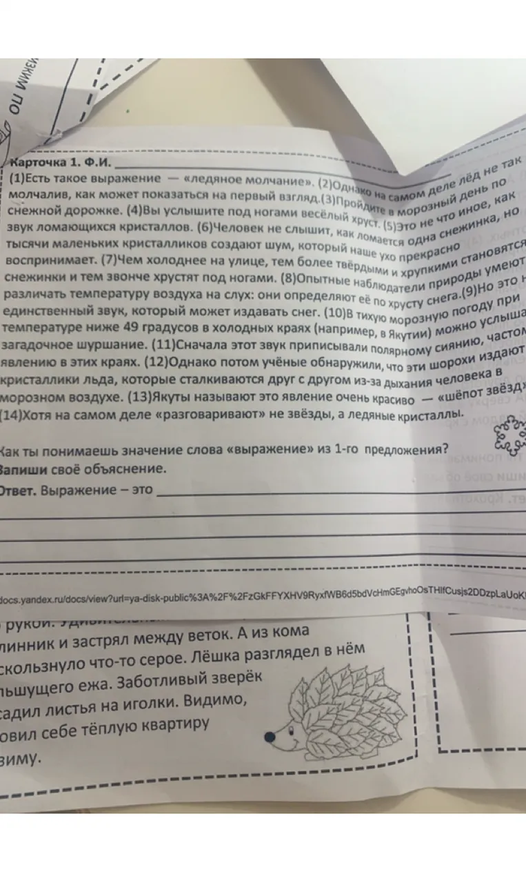 Как ты понимаешь значение слова «выражение» из 1-го предложения? Запиши своё объяснение. Ответ. Выражение – это