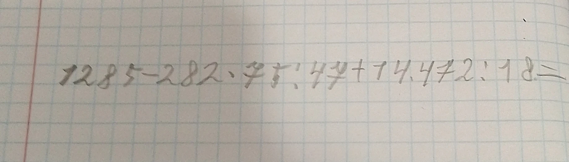 1285 - 282 * 75 : 47 + 14472 : 18 =