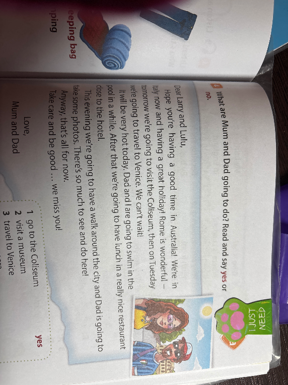 What are Mum and Dad going to do? Read and say yes or no.