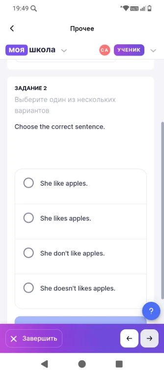 Choose the correct sentence.