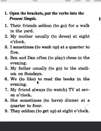 1. Open the brackets, put the verbs into the Present Simple.
