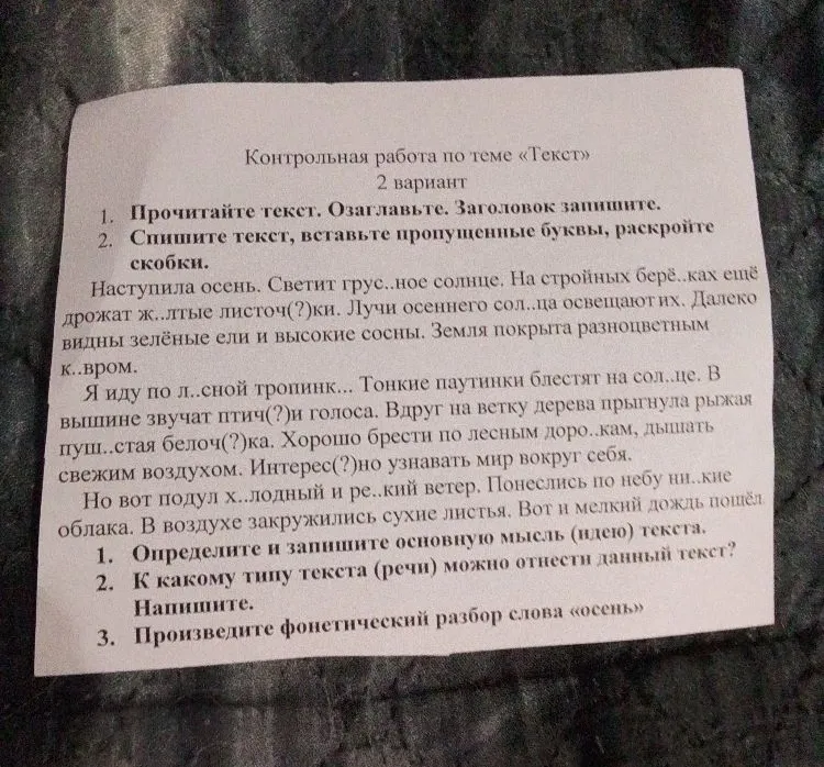 Прочитайте текст. Озаглавьте. Заголовок запишите.