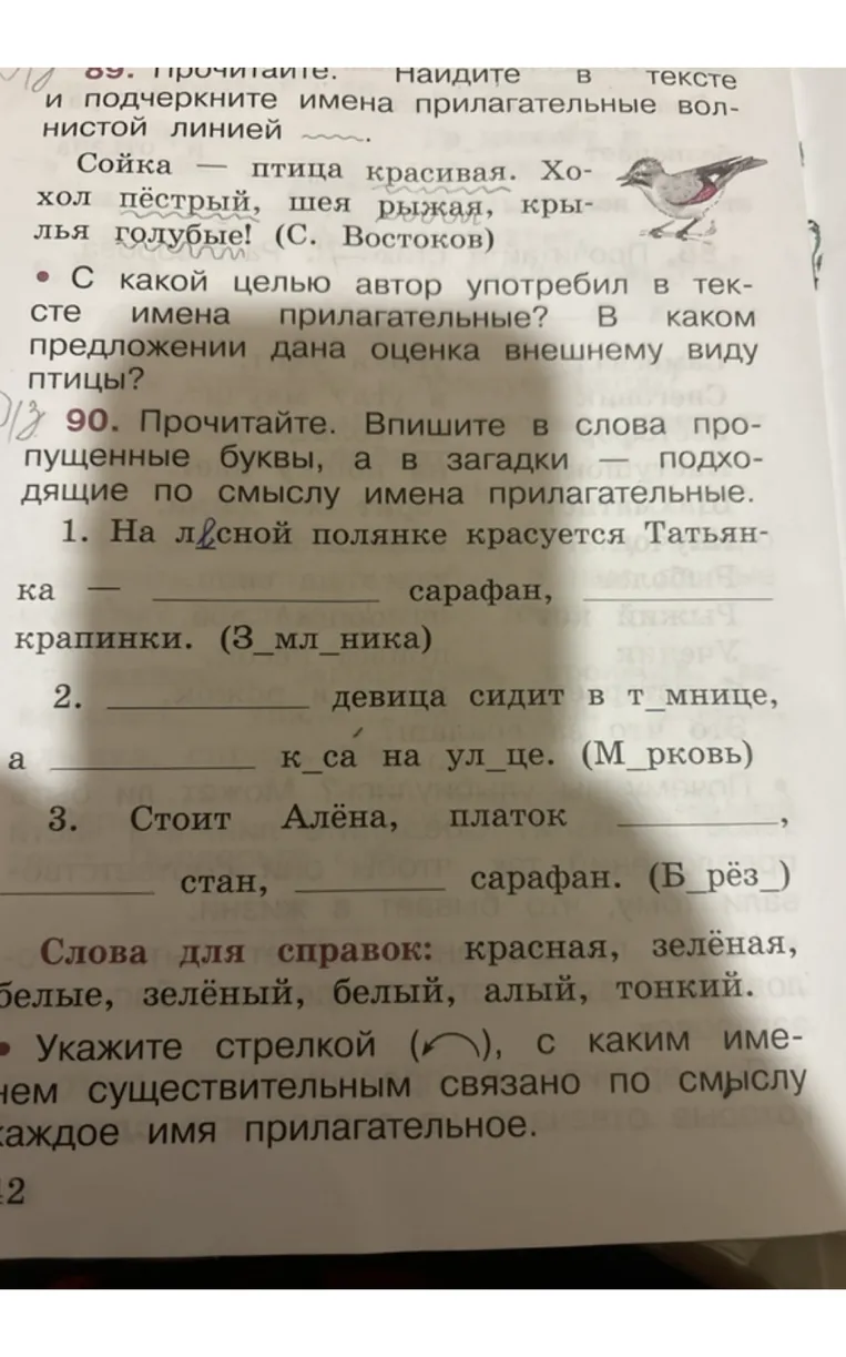 89. Прочитайте. Найдите в тексте и подчеркните имена прилагательные волнистой линией.