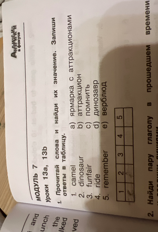 Прочитай слова и найди их значение. Запиши ответы в таблицу.