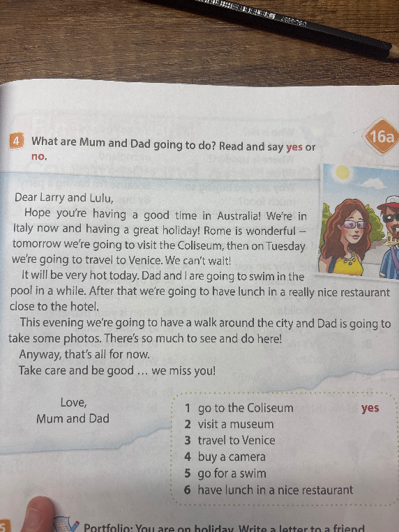What are Mum and Dad going to do? Read and say yes or no.
