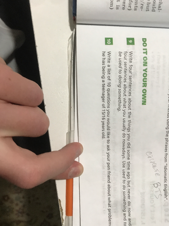 Write four sentences about the things you did some time ago but never do now and four sentences about what you usually do nowadays. Use used to do something and to be used to doing something.