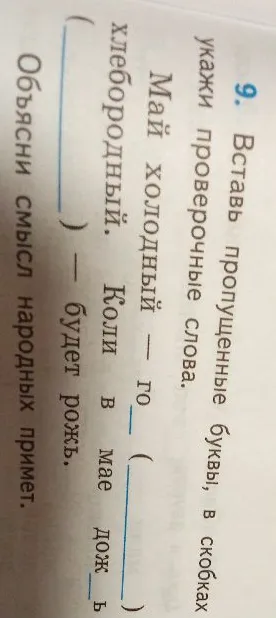 9. Вставь пропущенные буквы, в скобках укажи проверочные слова.