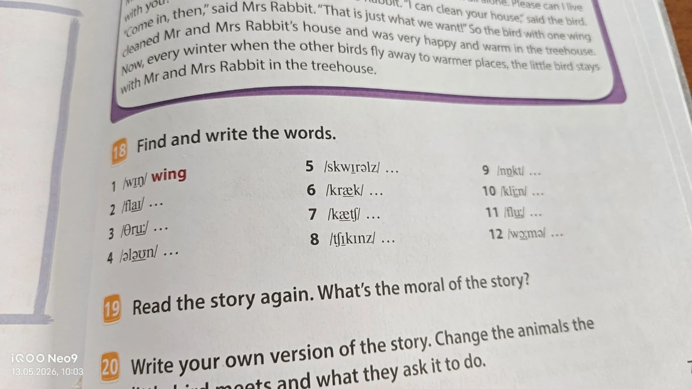 Find and write the words.