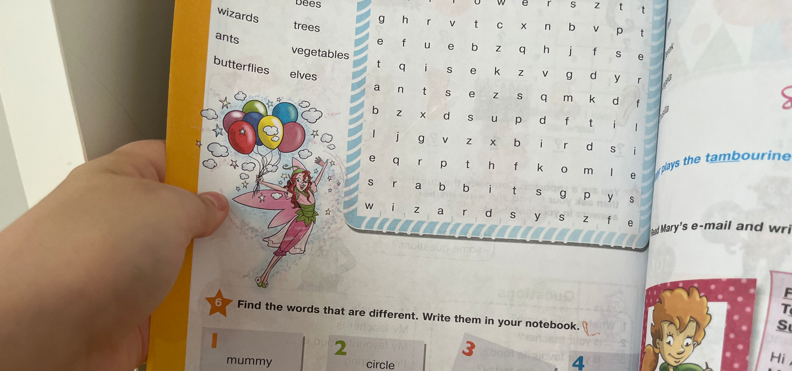Find the words that are different. Write them in your notebook.
