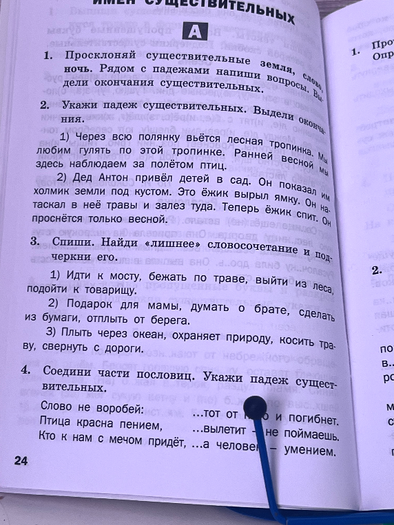 1. Просклоняй существительные земля, слово, ночь. Рядом с падежами напиши вопросы. Выдели окончания существительных.