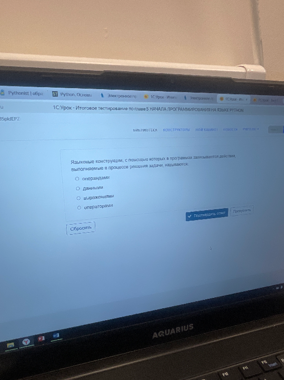 Языковые конструкции, с помощью которых в программах записываются действия, выполняемые в процессе решения задачи, называются:
