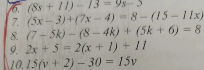 (8s + 11) - 13 = 9s - 5