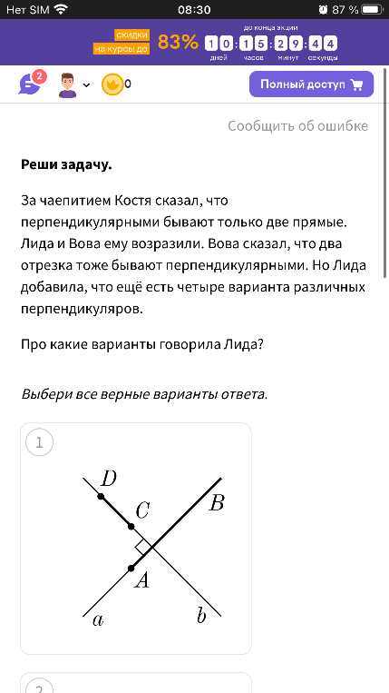 За чаепитием Костя сказал, что перпендикулярными бывают только две прямые.