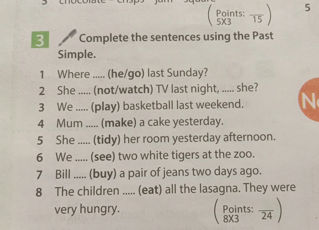 Complete the sentences using the Past Simple.