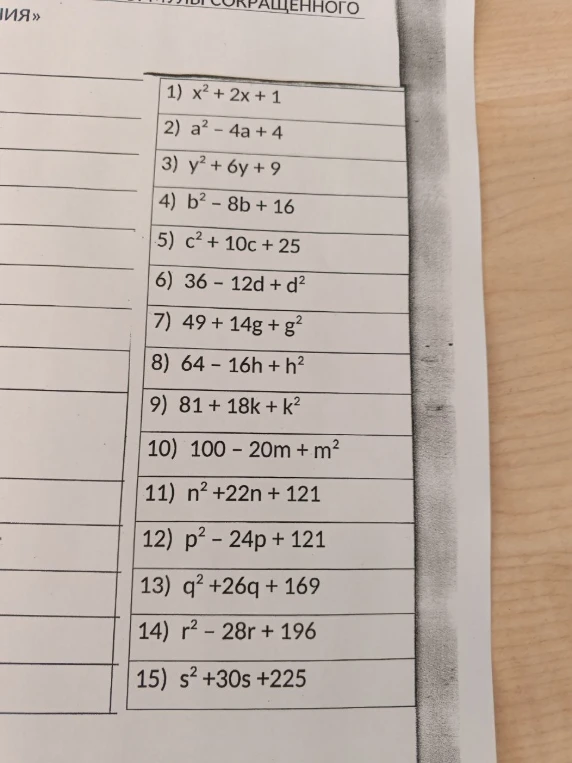 1) x^2 + 2x + 1