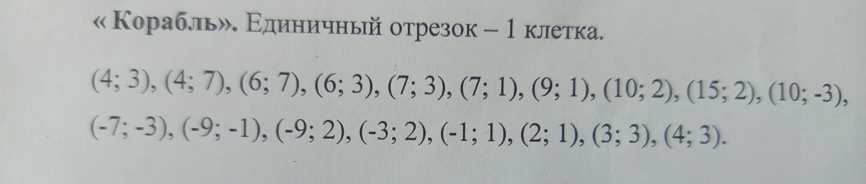 «Корабль». Единичный отрезок – 1 клетка.