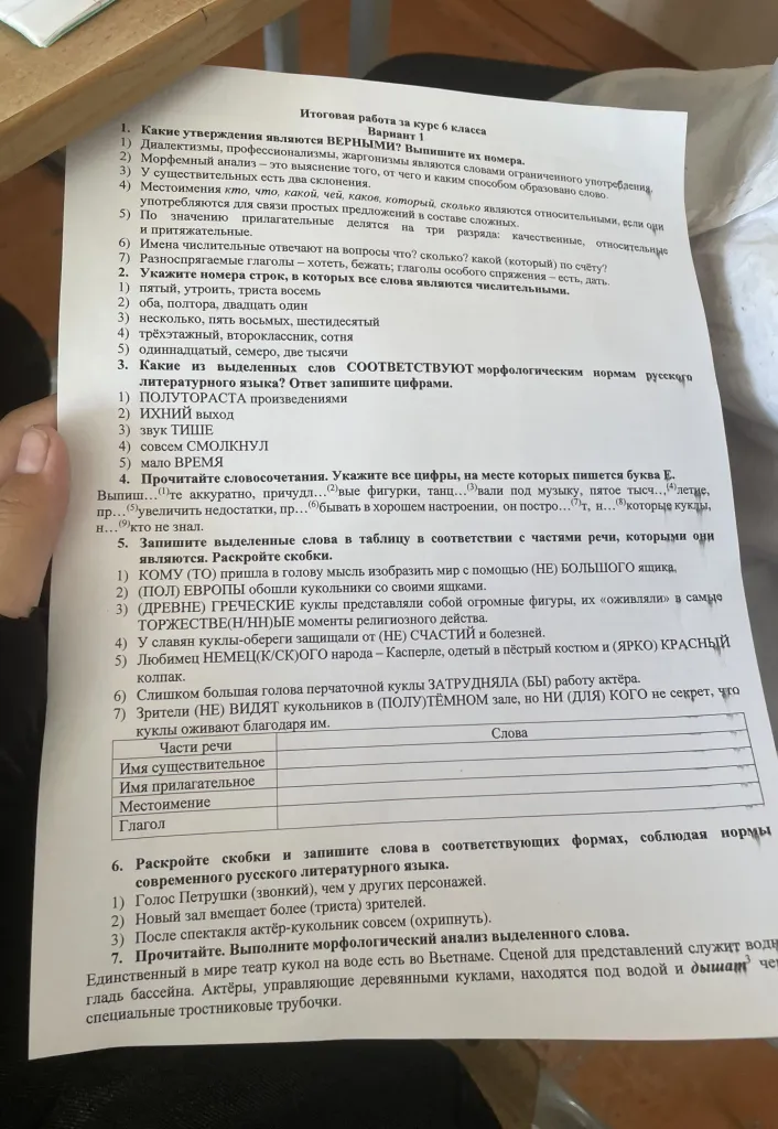 Итоговая работа за курс 6 класса. Вариант 1. 1. Какие утверждения являются ВЕРНЫМИ? Выпишите их номера.