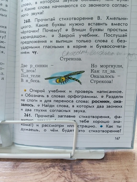 Прочитай стихотворение В. Хмельницкого. Какие буквы нужно вставить вместо чёрточки?