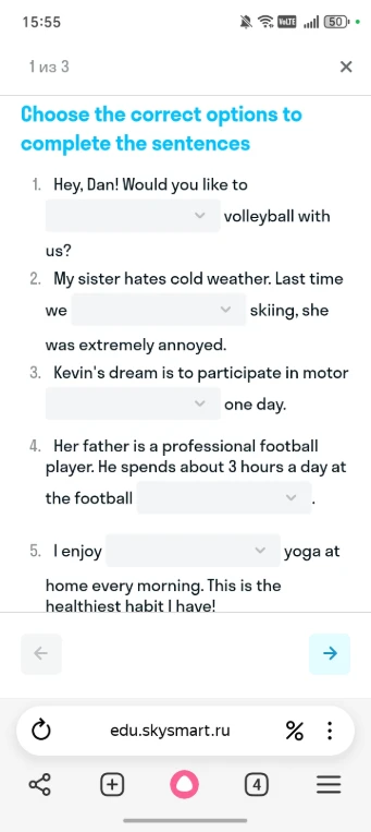 Choose the correct options to complete the sentences