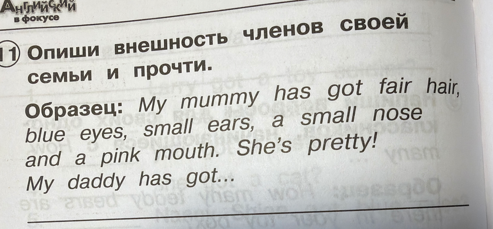 11 Опиши внешность членов своей семьи и прочти.