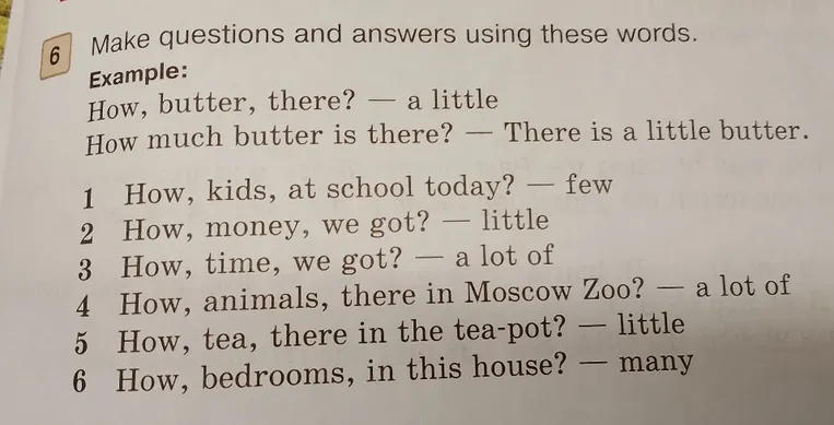 Make questions and answers using these words.
