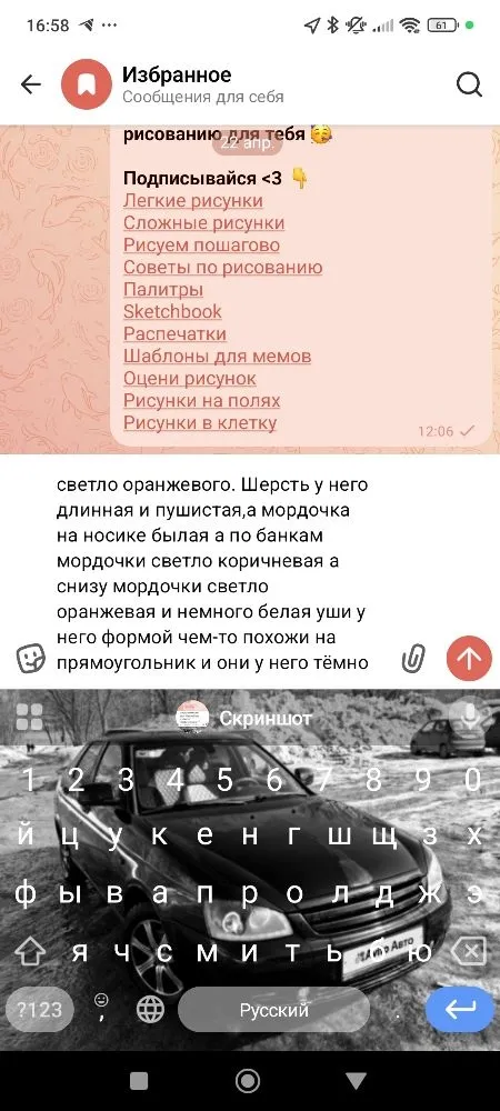 светло оранжевого. Шерсть у него длинная и пушистая,а мордочка на носике былая а по банкам мордочки светло коричневая а снизу мордочки светло оранжевая и немного белая уши у него формой чем-то похожи на прямоугольник и они у него тёмно
