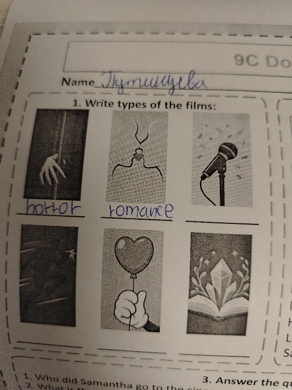 Write types of the films: