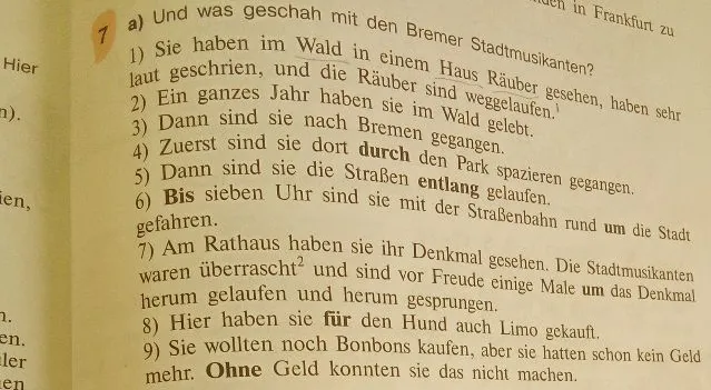 7 a) Und was geschah mit den Bremer Stadtmusikanten?