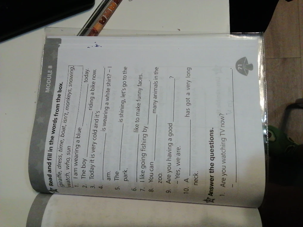 Read and fill in the words from the box.