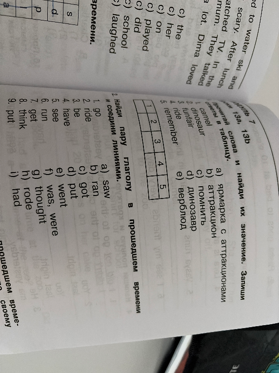Прочитай слова и найди их значение. Запиши ответы в таблицу.