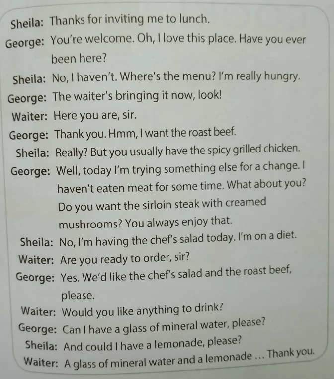 Sheila: Thanks for inviting me to lunch.