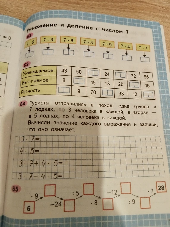 Умножение и деление с числом 7 (задания 62-65)