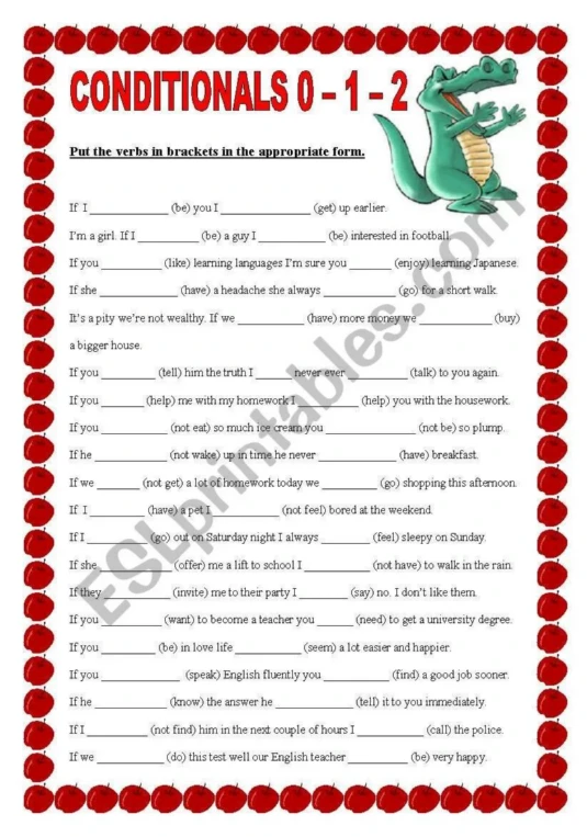 Put the verbs in brackets in the appropriate form. Conditionals 0-1-2.