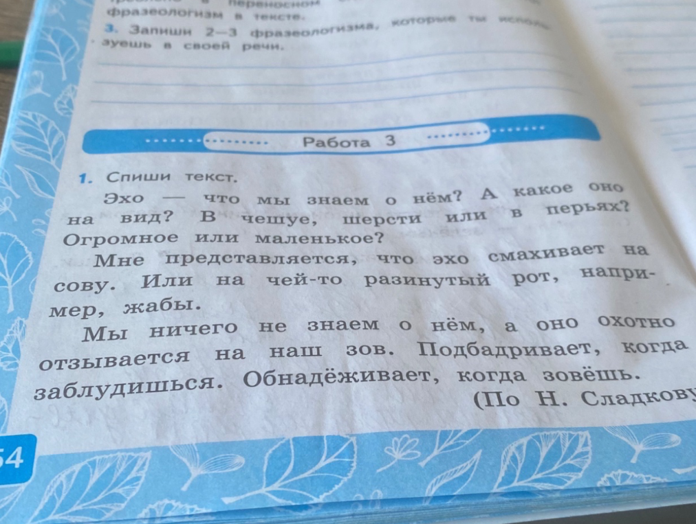 1. Спиши текст. 3. Запиши 2–3 фразеологизма, которые ты используешь в своей речи.