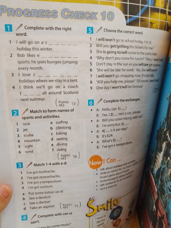 Complete with the right word.
