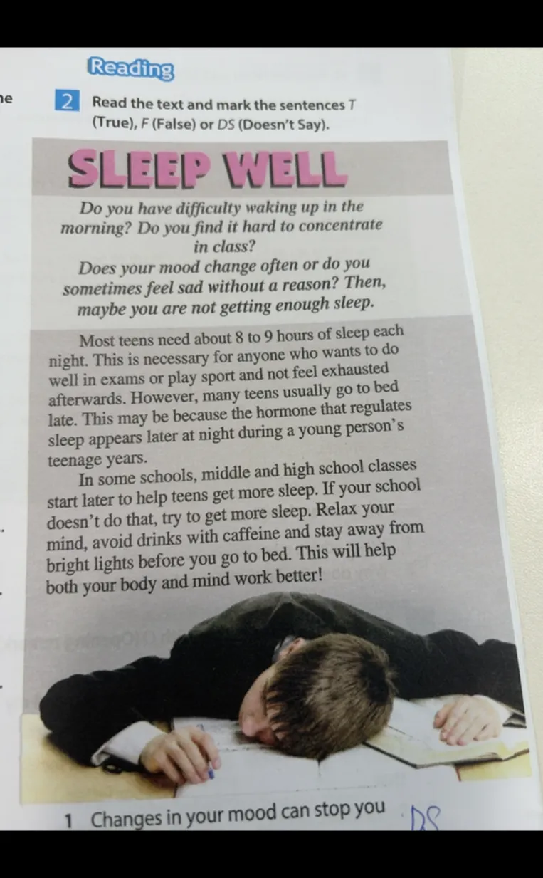 Read the text and mark the sentences T (True), F (False) or DS (Doesn't Say).
