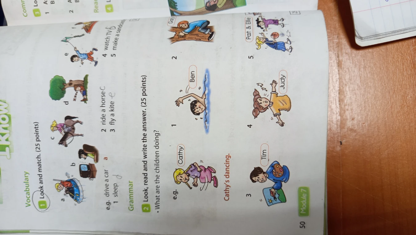 Look, read and write the answer. (25 points). What are the children doing?